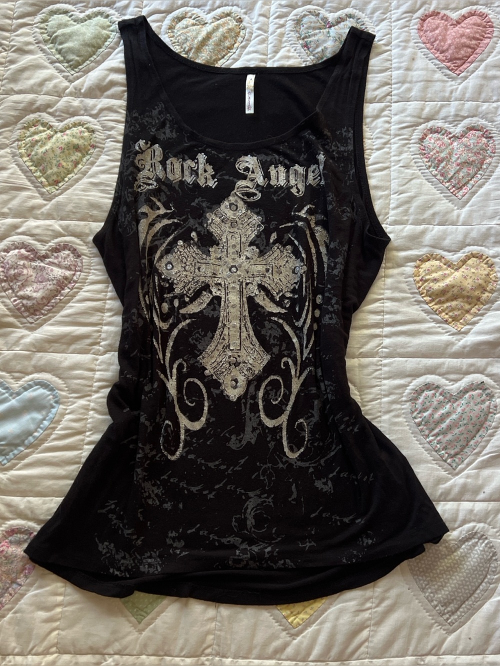 Ocasion Y2K Grunge Rock Angel Graphic Cross Mcbling Tank Top Size Large